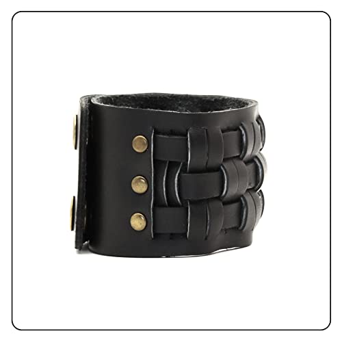 Image of Punk Rock Snap Bracelet Braided Wide Leather Wristband Arm Cuff Bracelet