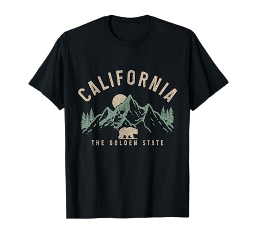 California The Golden State Vintage Mountains Bear Nature T-Shirt
