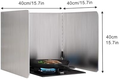 Foldable 3-Sided Stainless Steel Splatter Guard - Kitchen Oil Shield & Grease Protector, Essential Cooking Accessory to Keep Your Stove Top Clean