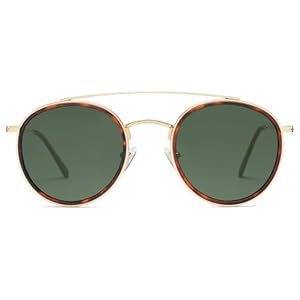 SOJOS Retro Round Double Bridge Polarized Sunglasses for Women Men Vintage Circle UV400 Sunnies SJ1104