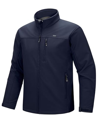 33,000ft Mens Waterproof Jackets Fleece Lining Softshell Jackets mens Outdoor Windproof Work Hiking Jackets for Men with Zip Pocket