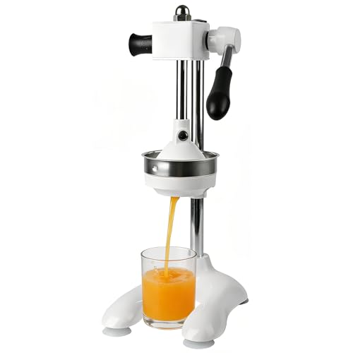 Presse Agrumes Manuel, Presse-agrumes Manuelle en Acier Inoxydable avec Deux Plaques de Pression, Presse-fruits Commerciale Blanche pour Oranges, Agrumes et...