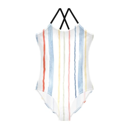 Light Color Stripes Girls Swimsuit 1-Piecing Toddler Girl Bathing Suit Swimsuits for Teen Girls