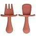 2PCS Cuillère bébé,Fourchette bébé, Cuillère et Fourchette pour bébé (Caramel)