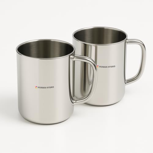 Image of Human Hydro Stainless Steel Mugs - Set of 2 (240 ml Each) | Durable Coffee Mugs & Tea Cups | Rust-Free, Spill-Proof, Easy to Clean
