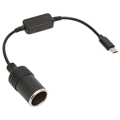 Mavis Laven 5V USB C Male to 12V Car Cigarette Lighter Socket Female Converter, Power Adapter Converter, for Driving Recorder DVR Dash Camera GPS, 0.3M/11.8in Cover