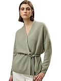 LilySilk Cashmere Silk Blended Lounge Wrap Cardigan for Women Relaxed Fit Wrap Front Coat for Autumn Winter Loungewear M Turquoise