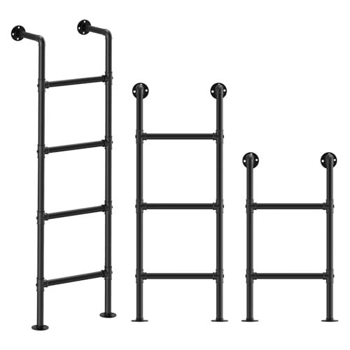 Image of Wall Mounted Metal Ladder for Home & Emergency Escape, 4-Step Egress Ladder for Basement Window Well, Attic Loft RV Deck, 150kg Capacity, Fire Safety Exit, Dorm Garden Climbing Ladders(4 Layer) Black