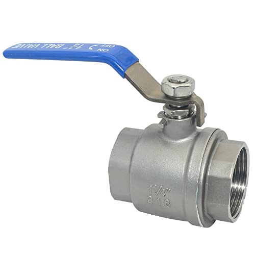 DAN SPEED 1-1/4\" Female 316 Stainless Steel Full Port Ball Valve Vinyl Handle WOG1000 (1-1/4 inch)