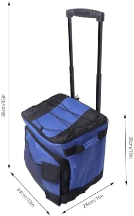 35L Rolling Cooler with Wheels and Pull Rod, Anti Leakage Insulated Rolling Cooling Bag Wheeled Cooler for Beach Camping Patio Travel Picnic Fishing Hiking