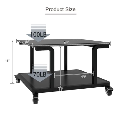 Image of Natwind 2 Tier Laser Printer Stand,24''x20'' Under Desk Printer Cart, Black