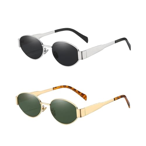 Lunettes de soleil ovales alliage protection solaire mode mixte