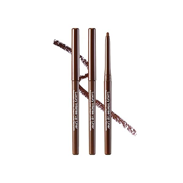 KISS New York Professional Lip Liner, Long-Lasting Luxury Intense Lipliner, Creamy Retractable Easy to Use Richly Pigmented Lip Liner Pencil 3 PCS (Dark Brown)