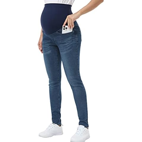 POSHGLAM Women's Maternity Over Belly Jeans Cover