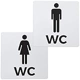 Bamodi XXL WC Schild Damen und Herren - Türschild Set für Toilette - 12,5 cm x 12,5 cm x 1,5 mm selbstklebend - einfach anzubringen - eindeutiges Männlein und Weiblein - Toilettenschild Aluminium