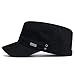 Initlove Cadet Army Cap Military Unisex Flat Top Hat for Men Women Black