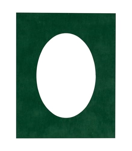 CountryArtHouse Treeline Green Suede Acid Free 5x7 Oval Picture Frame Mat with White Core Bevel Cut for 4x6 Pictures - Fits 5x7 Frame - Pack of 1 Matboard Show Kit with Acid Free Backing & Clear Bag