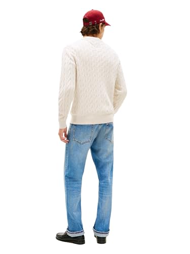 Image of Tommy Hilfiger Men's Cable Knit Crewneck Sweater Lightweight Pullover