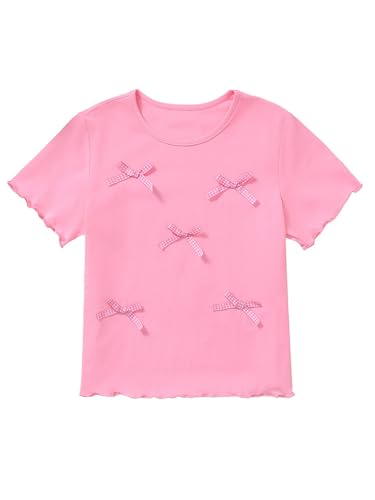 Image of Girls' Graphic Tees Summer Cute Tops Casual Short Sleeve Crew Neck T Shirts