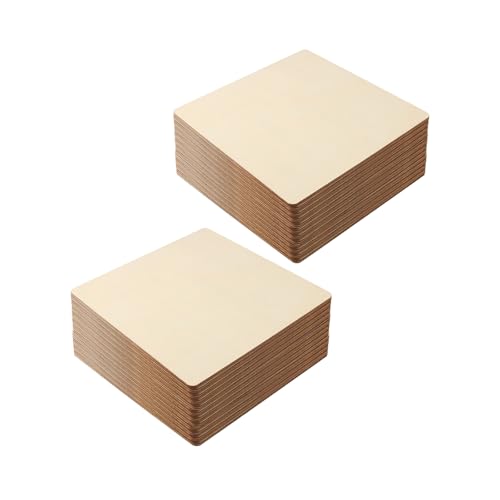 JIEHIN 50 piezas de 10 x 10 cm cuadrados de madera, placas de madera para manualidades, placas de hobby, placas de madera contrachapada, madera de tilo, recortes de madera para manualidades,