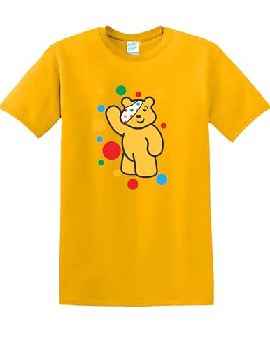 Children Spotty Day Pudsey Cartoon Bear Novelty Hoodie Children Boys Girls Needs Unisex Kids Adults T-Shirt (UK Alpha M Regular Regular Yellow)
