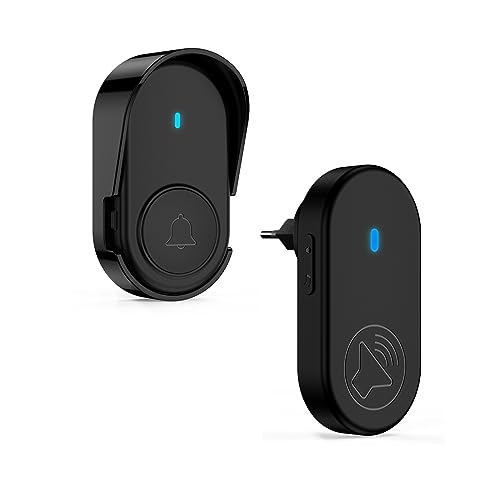 Timbre Inalámbrico Exterior Impermeable, Kit Timbre Puerta Ip66 Impermeable (Negro)