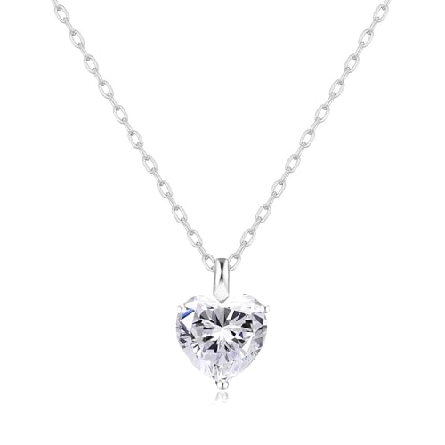Philip Jones Silver Plated Heart Solitaire Necklace Created with Zircondia® Crystals