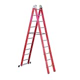 Scala Trasformabile Professionale in Vetroresina – Scala Doppia e d’Appoggio Estensibile – Certificata EN131 TÜV – Stabilizzatore di Base e Tamponi Antiscivolo – Portata 150 kg (2x10 Gradini)