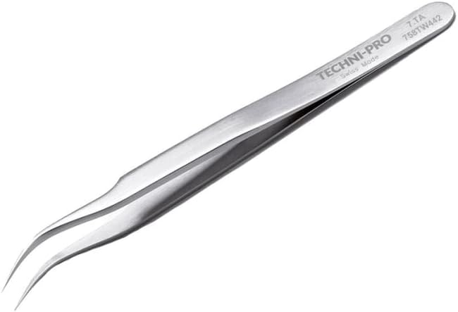 Techni-Pro 758TW442 - High Precision Tweezers, Style 7, Titanium, Curved, Fine, 4.7''
