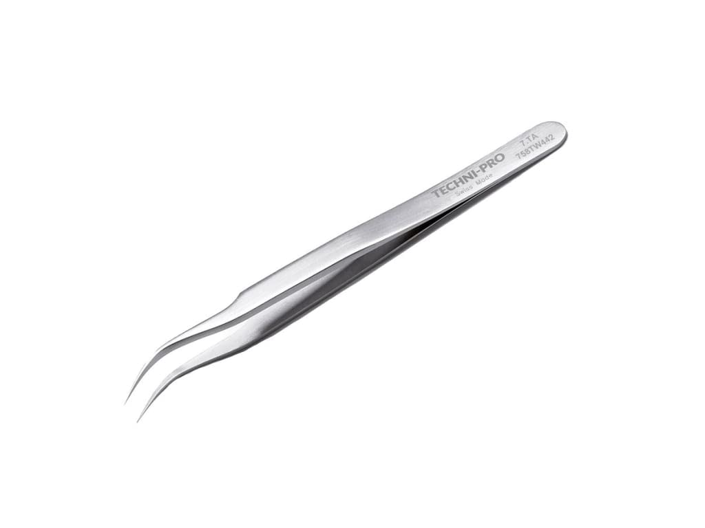 Techni-Pro 758TW442 - High Precision Tweezers, Style 7, Titanium, Curved, Fine, 4.7''