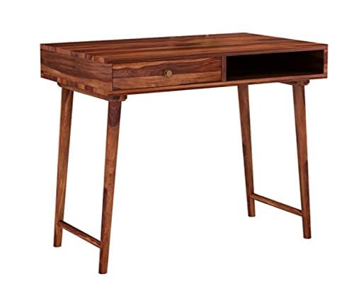Image of Sheesham Wood Reading Writing Study Table Laptop Computer Workstation Desk for Home Office Students with Drawer Storage Desktop Counter Table (Brown Finish)