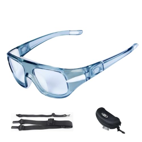 WIVKS Sportbrille, Basketball, Fußball, Racketball-Brille für Herren und Damen, Anti-Beschlag, Tennis, Radfahren, Sicherheits-Schutzbrille (grau), Größe L