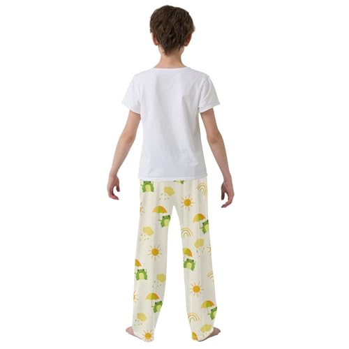 Boys' Pants Rainbow Green Frog and Sun Long Bottoms Jogger Pants Elastic Waist Trousers with Pockets S-XL3