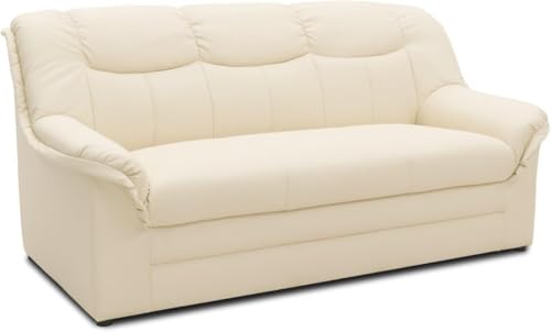 DOMO. collection Collection Berlin Sofa/klassisches 3er Sofa/Zeitlose Garnitur mit weichem Kunstleder/Maße: 178/90/89 cm (B/T/H) / Farbe: beige (weiß), 155113002584