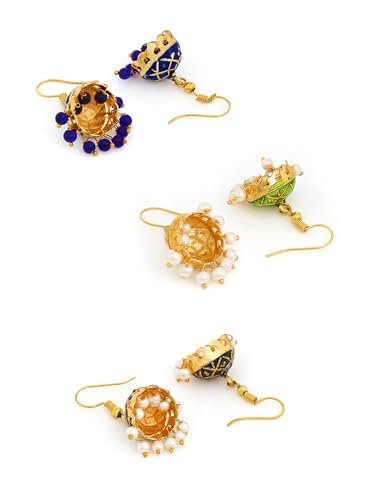 Yellow Chimes Earrings for Women and Girls Traditional Multicolor Meenakari Jhumka Earring | Gold Plated | Dome Shape Jhumki Combo Earrings | Birthday Gift for girls and women Anniversary Gift for Wife