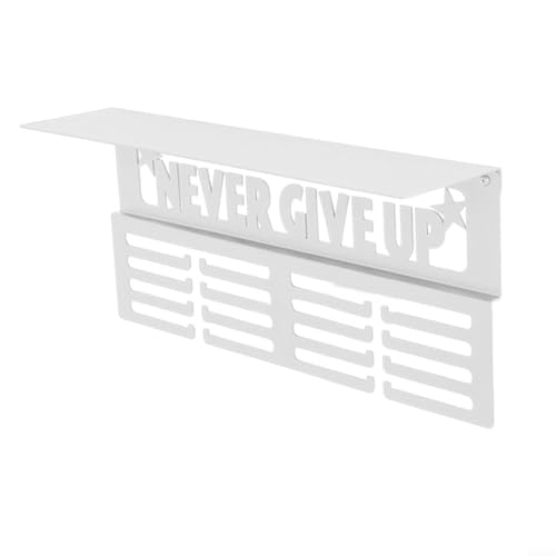 YUANGANG Medallero Metálico Colgador de Medallas, Exhibidor de Pared para 64 Medallas/Trofeos, Regalo para Campeones de Fútbol, Baloncesto y Danza, Blanco, 41 * 20 * 5cm