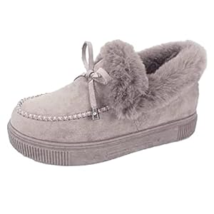 Dikke warme katoenen schoenen, Lichtgewicht enkellaarzen voor dames, Bontvoering Loafer Flats Platform Dikke pluche schoenen voor dames, meisjes, vriendinnen,