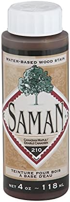 SamaN Interior Water Based Wood Stain - Natural Stain for Furniture, Moldings, Wood Paneling, Cabinets (Canadian Maple TEW-210-4, 4 oz)