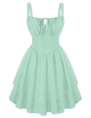 Image of Scarlet Darkness Corset Mini Dress for Women Teens 2026 Summer Ruffle Sundress Graduation Homecoming Dresses Sage Green L