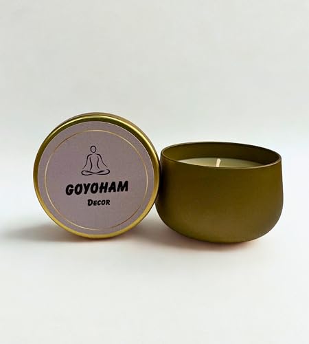 Goyoham | Premium Soy Wax Scented Candle | Golden Metal Jar | Mus...