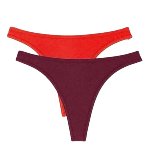 Women's Thong Panties, 2 Pack, Red and Maroon-image-28