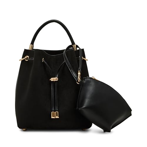 Anne Klein Womens Medium Bucket Bag with Convertible Strap, Black2