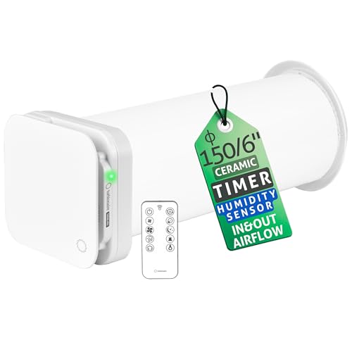 Turbionaire Trend HRV 150 WM Dezentrale Wohnraumlüftung mit Keramik-Wärmerückgewinnung Feuchtigkeitssensor Fernbedienung Timer Schlafmodus 8 Lüftungsstufen 3 Jahre Garantie 158 mm