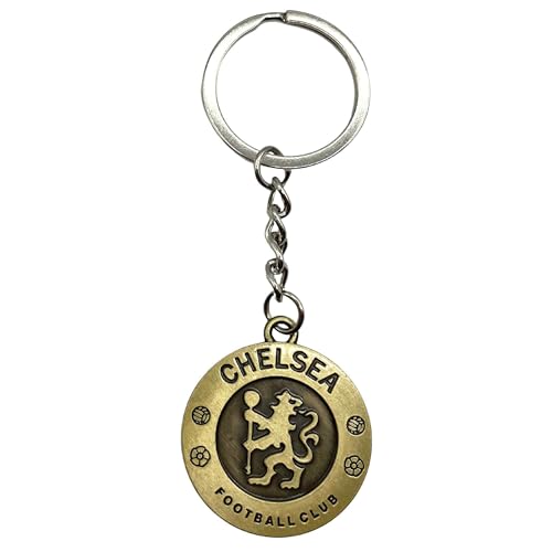 AUTOZOCO Llavero metálico Chelsea Football Club, edición de aficionado, Llavero dorado con emblema del Chelsea, equipo Blues, Metálico, Color dorado
