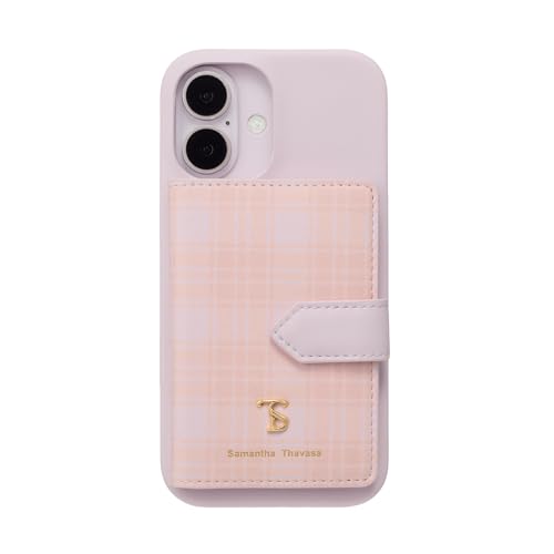 [Samantha Thavasa] iPhone 16 �P�[�X Wrap Case with Plaid Magsafe Card Wallet �w�ʌ^ ���K�i �T�}���T�^�o�T (Lavender Pink)