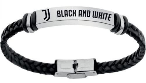 Bracciale BLACK & WHITE JUVENTUS in ecopelle intrecciata, Nero, Bambini e Ragazzi, Sport & Calcio