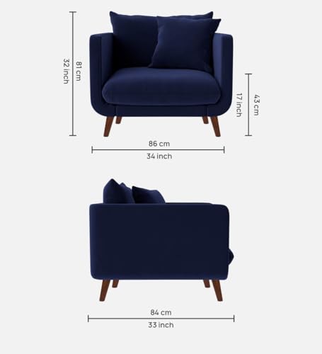 Image of Rejol Velvet 1-Seater Sofa Luxurious Comfort for Living Rooms and Offices (Navy Blue, Armchair)