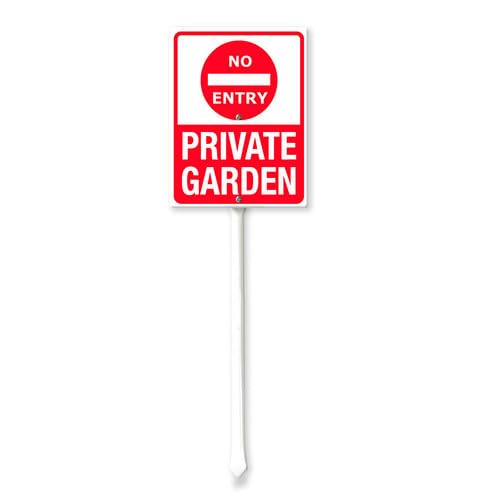 Vdenvileye No Entry Private Garden Yard Sign with Stake 20x30cm Rustproof Aluminum Lawn Decorations No Entry Sign for Outdoor Road Street Garden