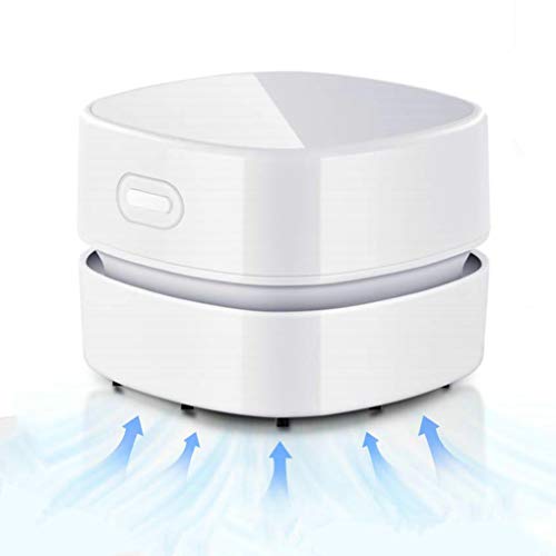 GuDoQi Odkurzacz stołowy, ładowany przez USB, mini odkurzacz, przenośny, bezprzewodowy, czas pracy 90 minut, obracany o 360°, mini odkurzacz ręczny do szkoły, domu, biura i samochodu, biały