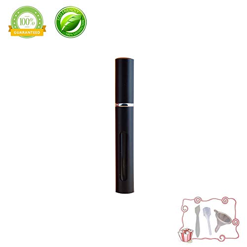 Preisvergleich Produktbild Parfümzerstäuber Nachfüllbar,Morbuy Mini Reisen Portable Flüssigkeit Zerstäuber Leer Sprühflasche Taschenzerstäuber mit Mini Trichter Pipette Ideal für Alltägliche Unterwegs Club 5ml (5ml, Schwarz)